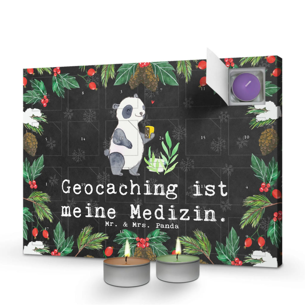 Scented candle advent calendar panda geocaching Gift, sport, hobby, giving, thank you, award, profit, athlete, GPS scavenger hunts, Geocaching, open caching, treasure hunts