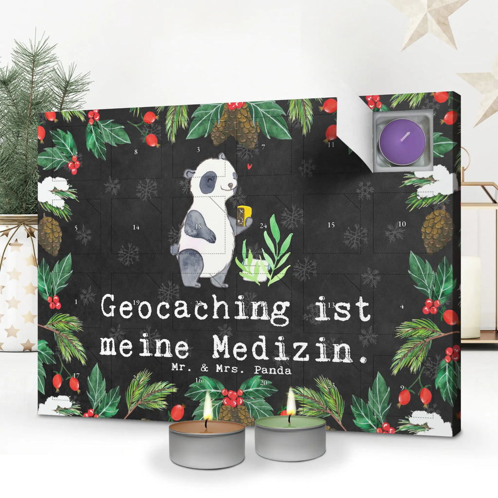 Scented candle advent calendar panda geocaching Gift, sport, hobby, giving, thank you, award, profit, athlete, GPS scavenger hunts, Geocaching, open caching, treasure hunts