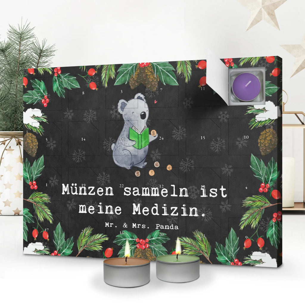 Scented candle advent calendar Koala bear collect coins Gift, sport, hobby, giving, thank you, award, profit, athlete, Collecting coins, numismatics, coins from all over the world