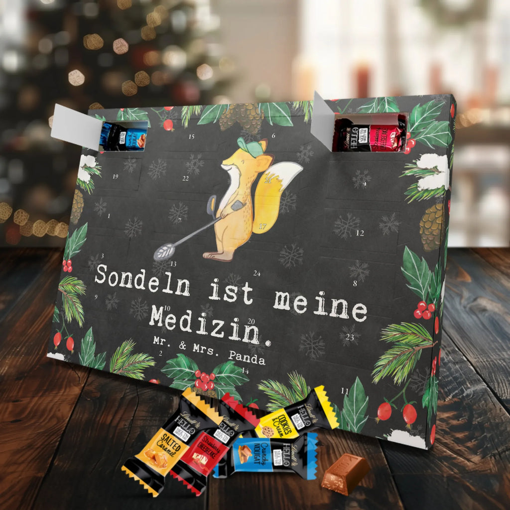 Chocolate advent calendar Fox metal detector giving, Gift, thank you, award, profit, athlete, probe, probe walker, treasure hunt, Metal detector, look for coins