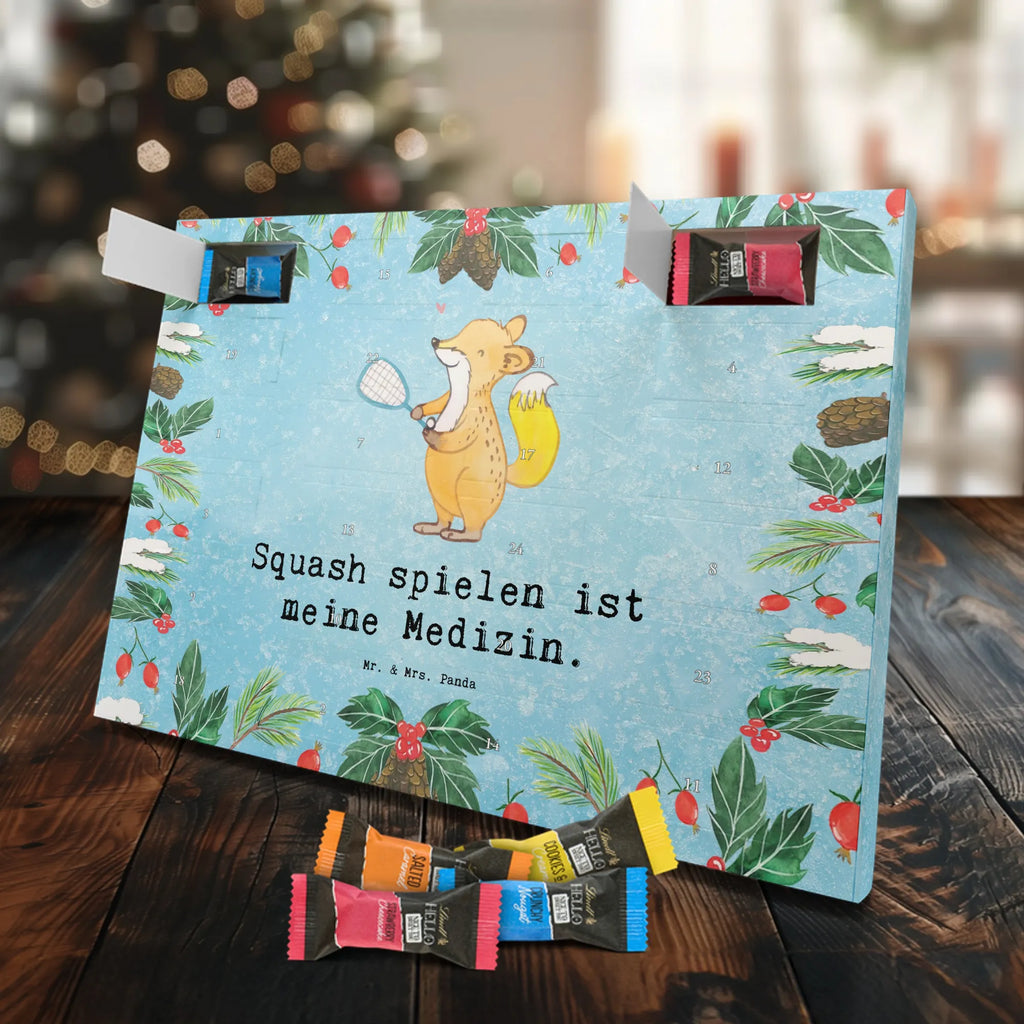Chocolate advent calendar Fox playing squash giving, Gift, thank you, award, profit, athlete, Playing squash, squash hall, ball sports