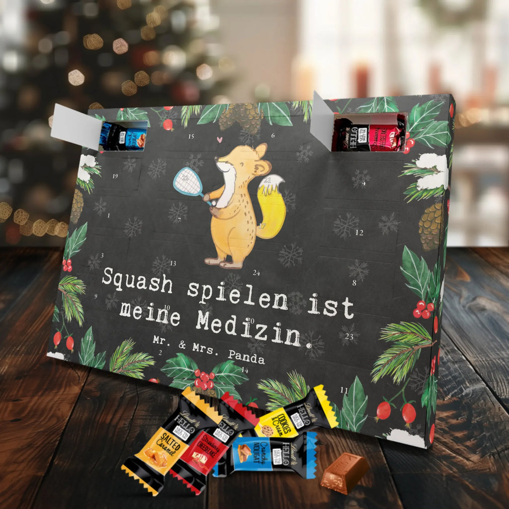 Chocolate advent calendar Fox playing squash giving, Gift, thank you, award, profit, athlete, Playing squash, squash hall, ball sports
