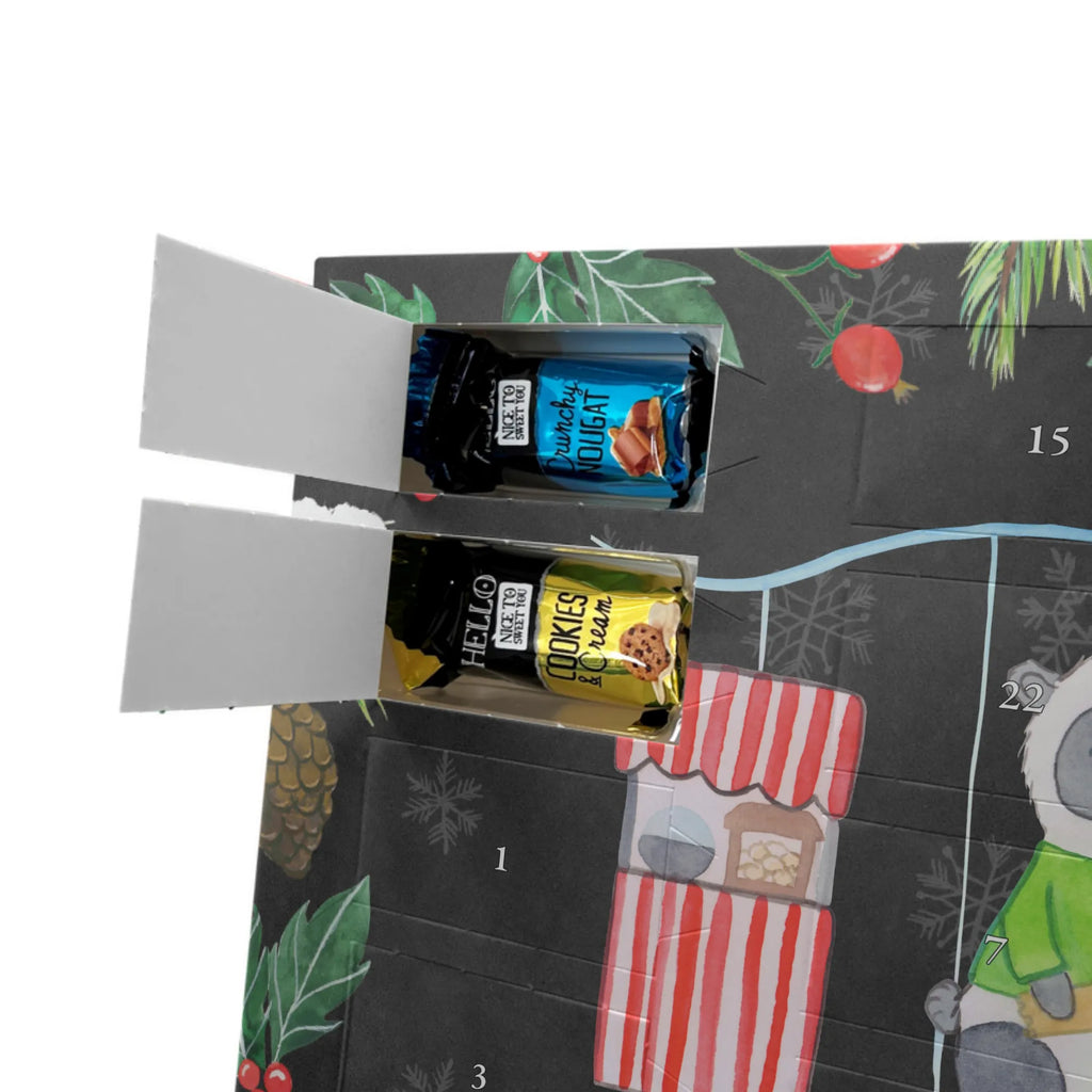 Chocolate advent calendar pandas visit amusement park giving, Gift, thank you, award, profit, athlete, ride a roller coaster, Visit an amusement park