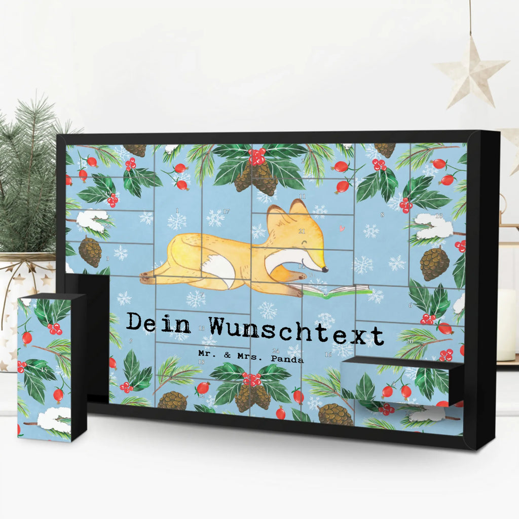 Personalisierter Befüllbarer Adventskalender Fuchs Lesen Befüllbarer Adventskalender, Adventskalender Zum Selbst Befüllen, Geschenk, Schenken, Sport, Sportart, Hobby, Danke, Dankeschön, Auszeichnung, Gewinn, Sportler, Bücherwurm, Bücher lesen, lesen