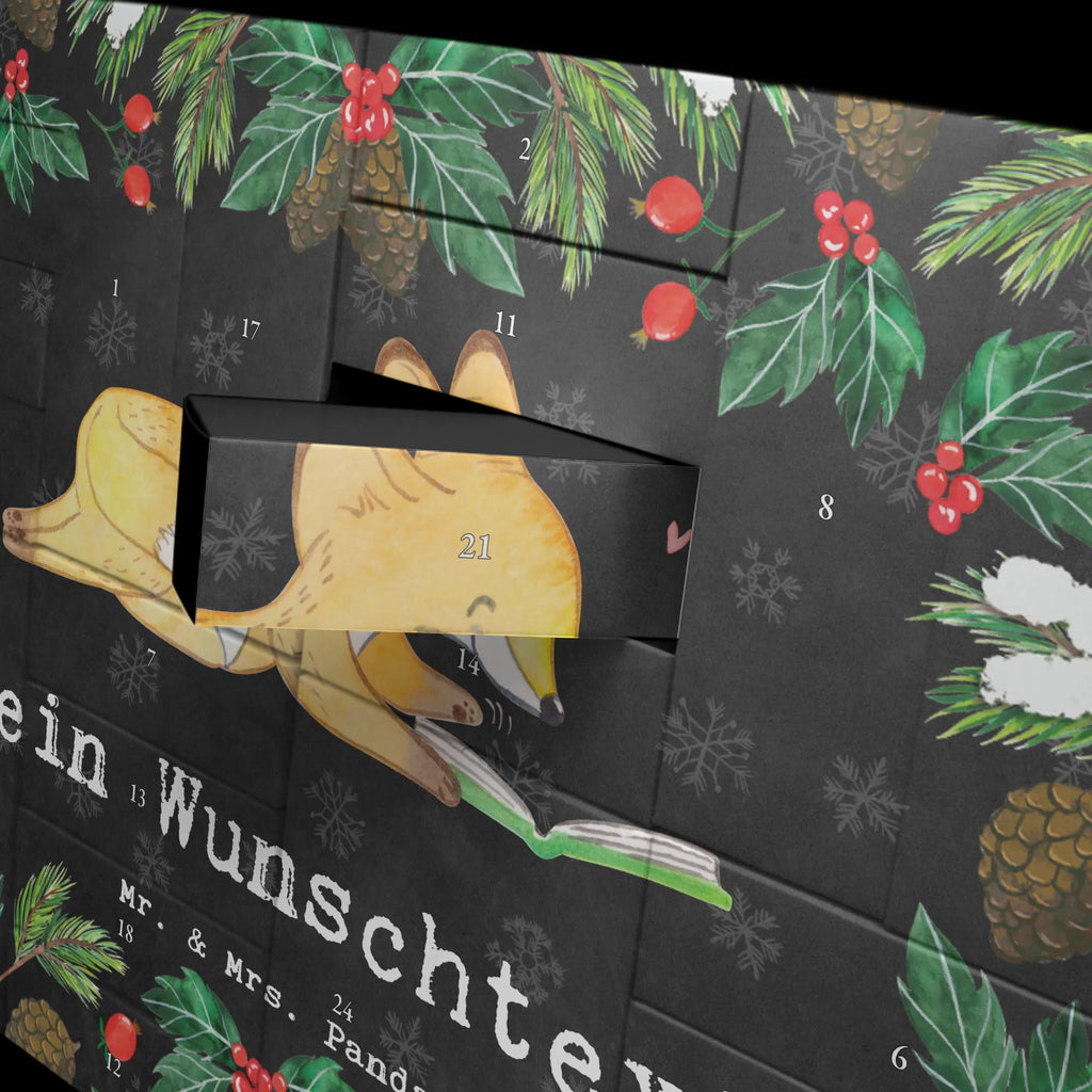 Personalisierter Befüllbarer Adventskalender Fuchs Lesen Befüllbarer Adventskalender, Adventskalender Zum Selbst Befüllen, Geschenk, Schenken, Sport, Sportart, Hobby, Danke, Dankeschön, Auszeichnung, Gewinn, Sportler, Bücherwurm, Bücher lesen, lesen