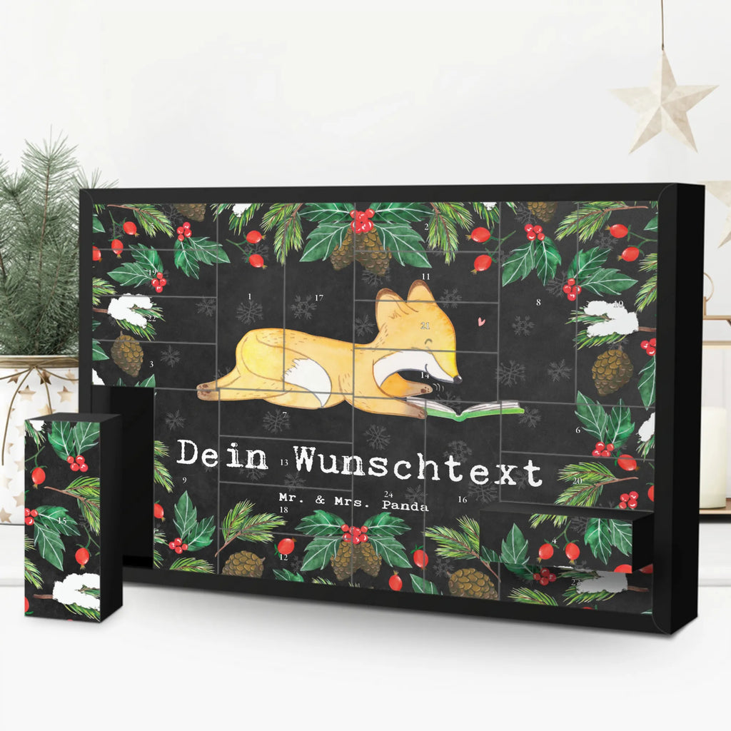 Personalisierter Befüllbarer Adventskalender Fuchs Lesen Befüllbarer Adventskalender, Adventskalender Zum Selbst Befüllen, Geschenk, Schenken, Sport, Sportart, Hobby, Danke, Dankeschön, Auszeichnung, Gewinn, Sportler, Bücherwurm, Bücher lesen, lesen