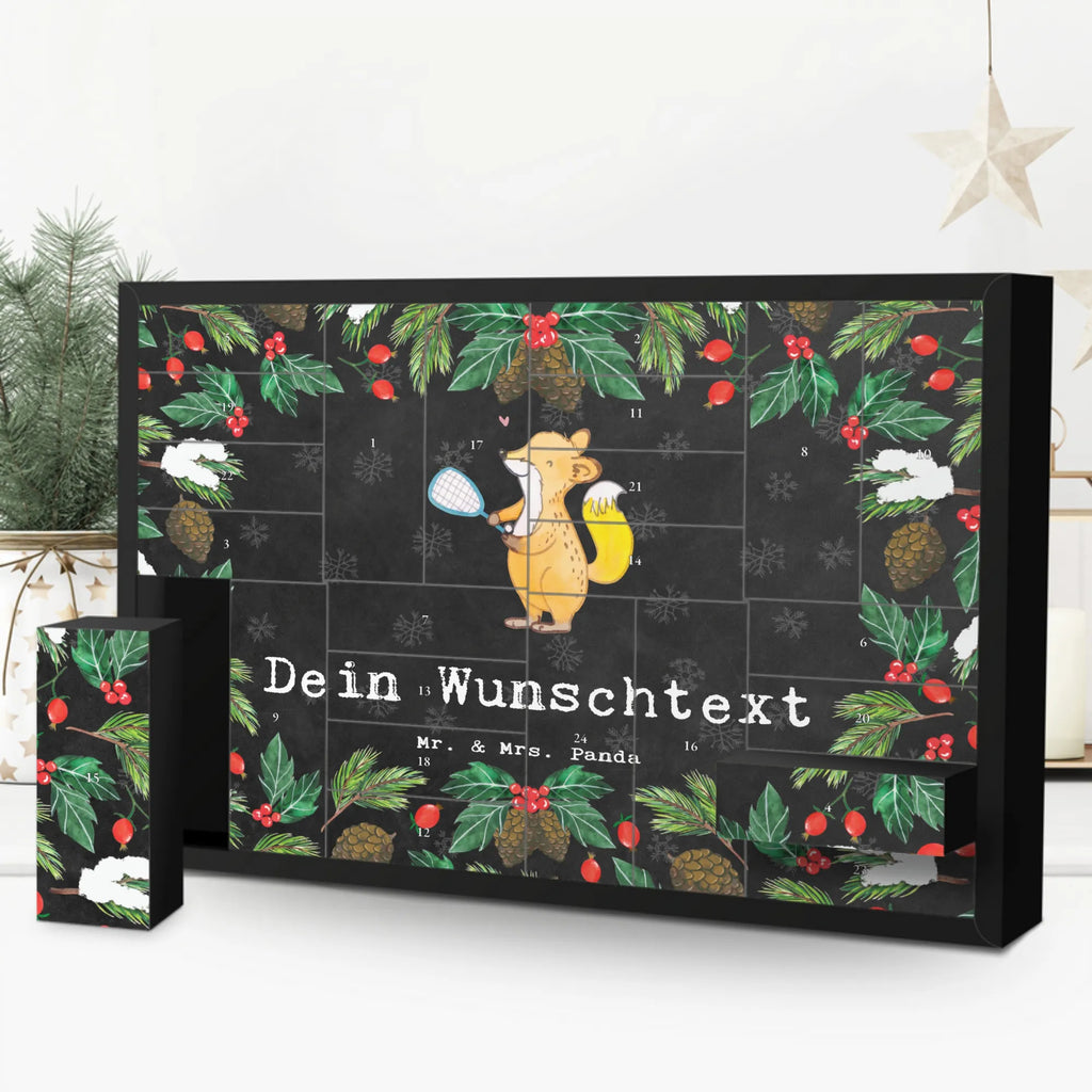 Personalisierter Befüllbarer Adventskalender Fuchs Squash spielen Befüllbarer Adventskalender, Adventskalender Zum Selbst Befüllen, Geschenk, Schenken, Sport, Sportart, Hobby, Danke, Dankeschön, Auszeichnung, Gewinn, Sportler, Squashhalle, Squash spielen, Ballsport