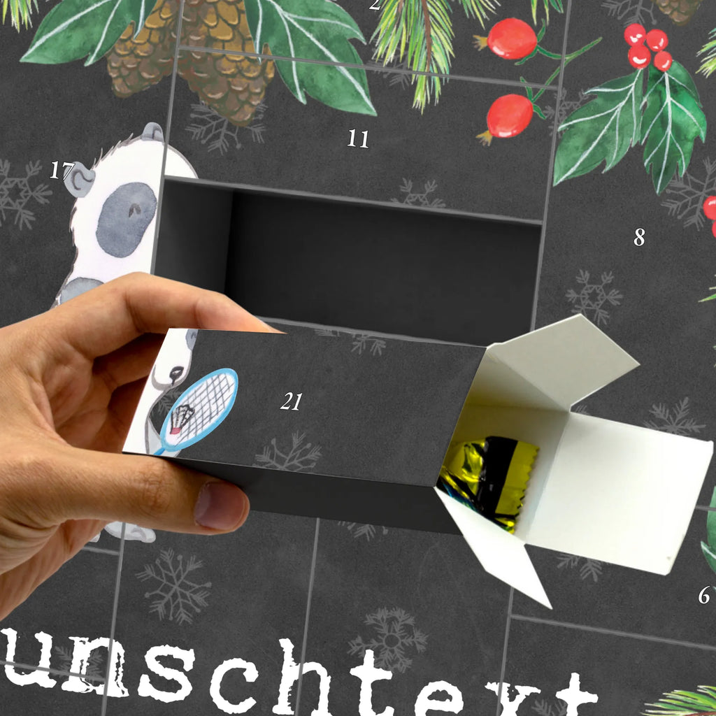  Panda Badminton Adventskalender Zum Selbst Befüllen, Befüllbarer Adventskalender, Geschenk, Schenken, Sport, Sportart, Hobby, Danke, Dankeschön, Auszeichnung, Gewinn, Sportler, Badminton, Badminton spielen