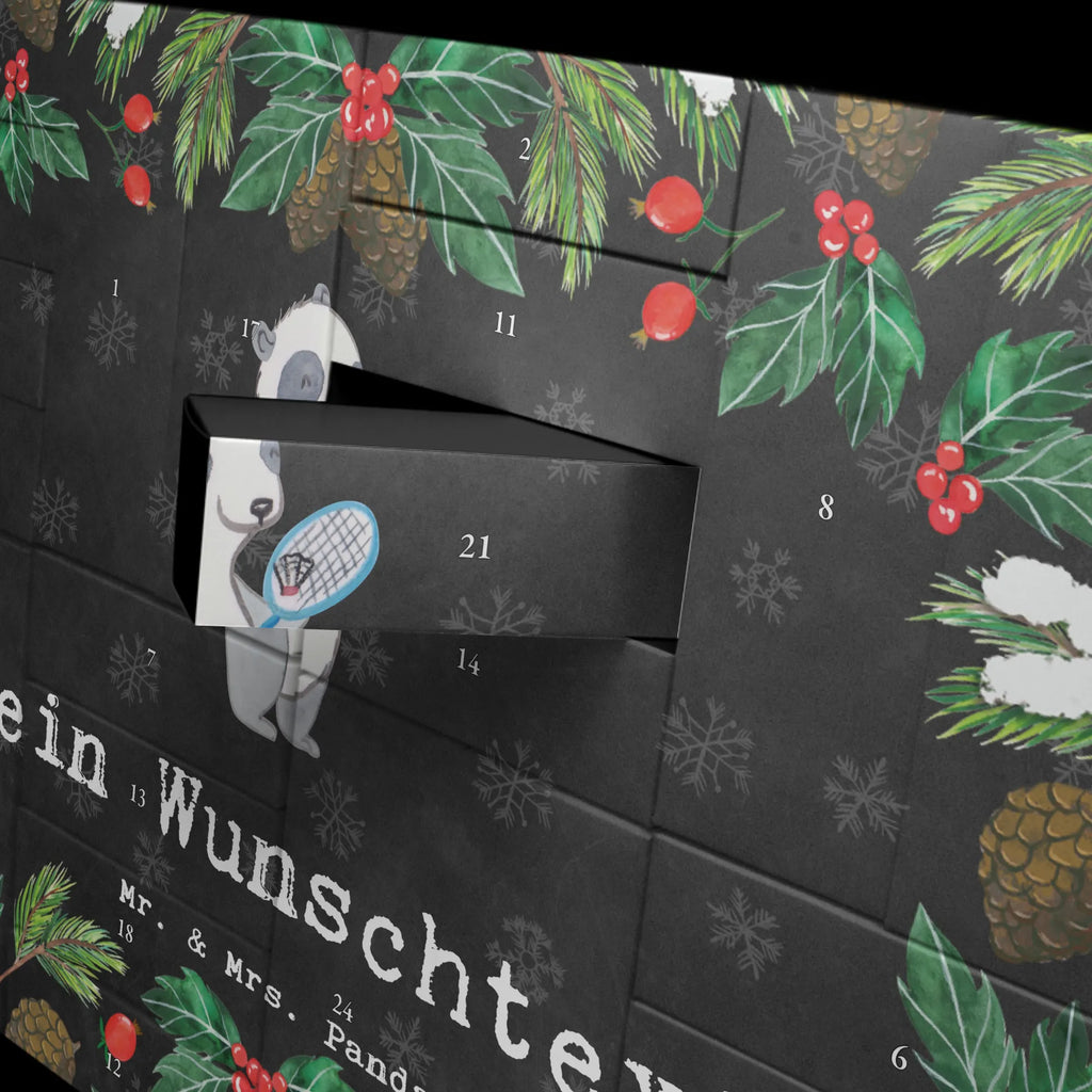  Panda Badminton Adventskalender Zum Selbst Befüllen, Befüllbarer Adventskalender, Geschenk, Schenken, Sport, Sportart, Hobby, Danke, Dankeschön, Auszeichnung, Gewinn, Sportler, Badminton, Badminton spielen