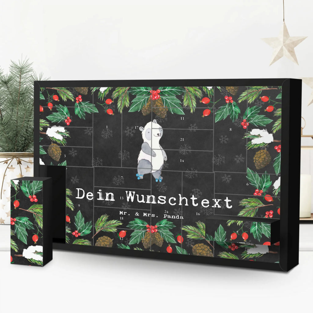  Panda Jazda na rolkach Befüllbarer Adventskalender, Adventskalender Zum Selbst Befüllen, Geschenk, Schenken, Sport, Sportart, Hobby, Danke, Dankeschön, Auszeichnung, Gewinn, Sportler, Inliner fahren, Rollschuh fahren, Inlinern