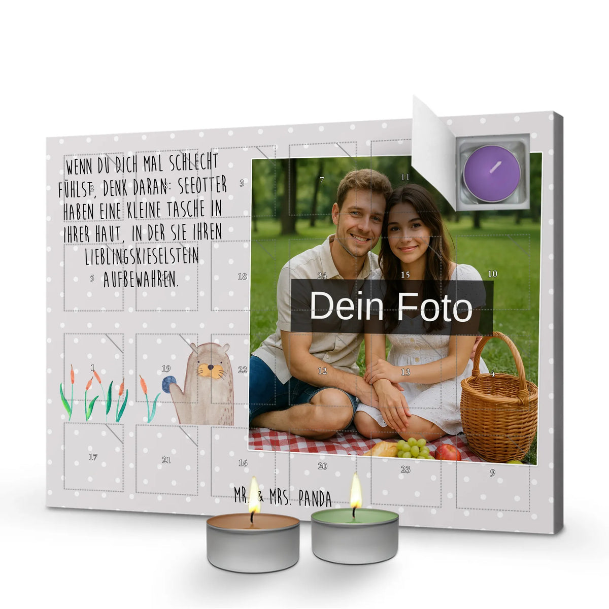  wydra kamień Personalisierter Duftkerzen Foto Adventskalender, Otter, Fischotter, Seeotter, Otter Seeotter See Otter