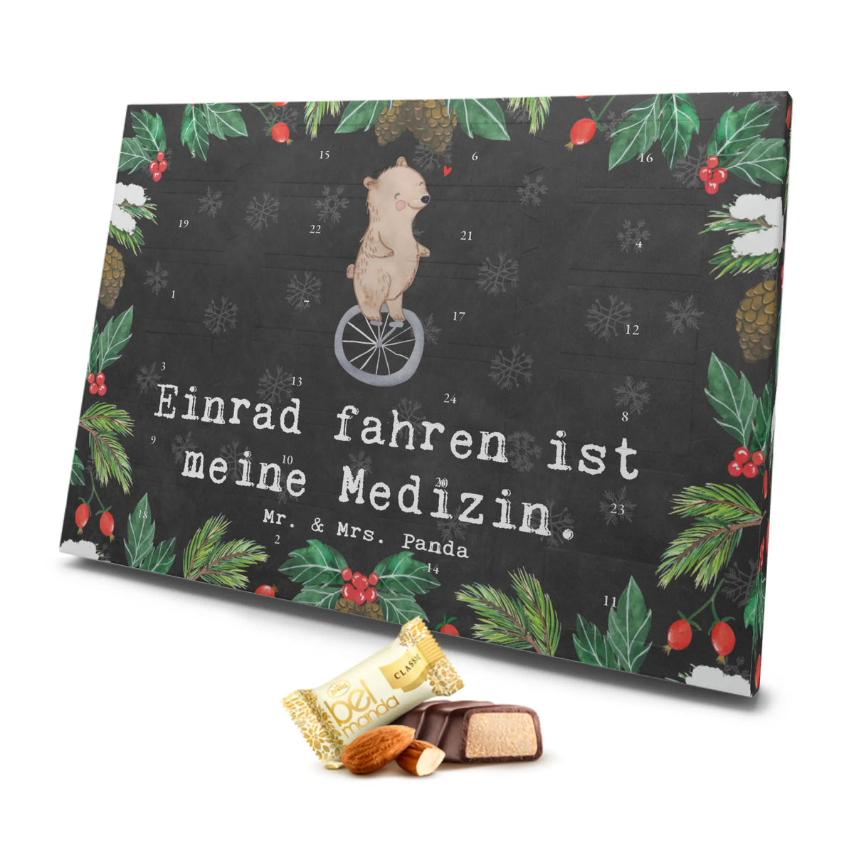 Marzipan Adventskalender Bär Einrad fahren Marzipan Adventskalender, Geschenk, Sport, Sportart, Hobby, Schenken, Danke, Dankeschön, Auszeichnung, Gewinn, Sportler, Einrad fahren