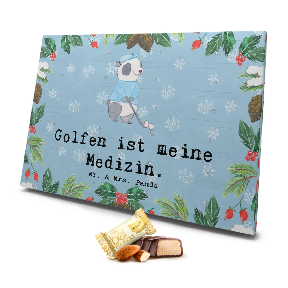 Marzipan Adventskalender Panda Golfen Marzipan Adventskalender, Geschenk, Sport, Sportart, Hobby, Schenken, Danke, Dankeschön, Auszeichnung, Gewinn, Sportler, Golfturnier, Golfen, Golfplatz, Golf Verein, Golf spielen