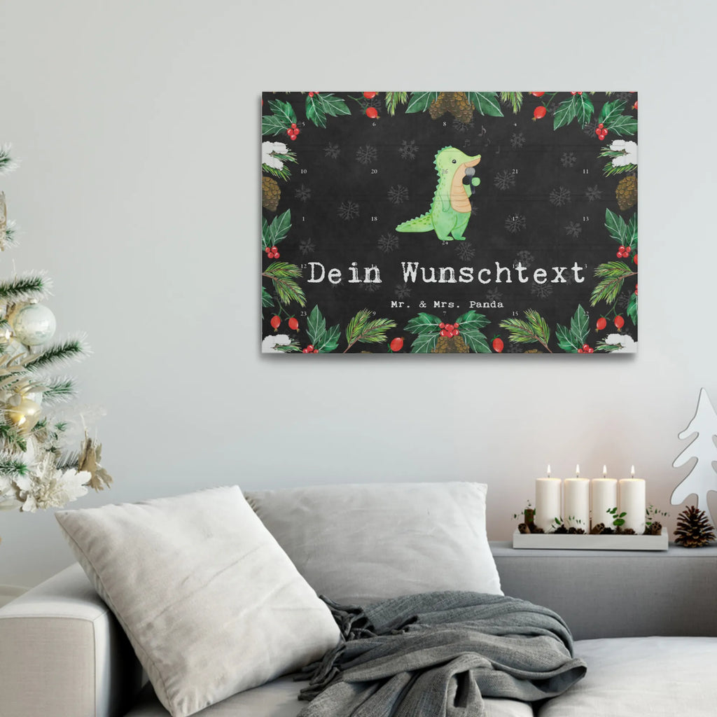 Personalisierter Tee Adventskalender Krokodil Singen Personalisierter Tee Adventskalender, Geschenk, Schenken, Sport, Sportart, Hobby, Danke, Dankeschön, Auszeichnung, Gewinn, Sportler, Singen, Band, Hobbysänger, Live Auftritt, Gesang