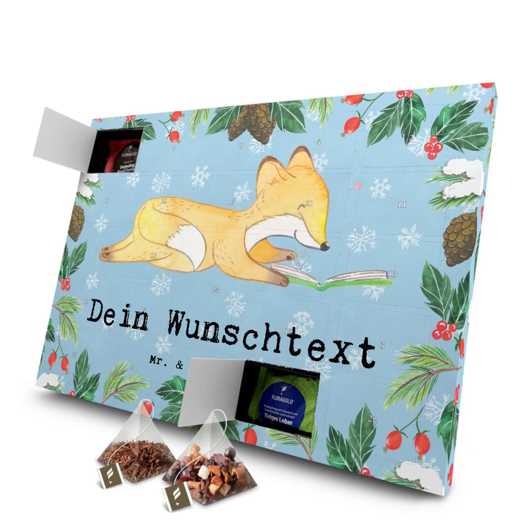 Personalisierter Tee Adventskalender Fuchs Lesen Personalisierter Tee Adventskalender, Geschenk, Schenken, Sport, Sportart, Hobby, Danke, Dankeschön, Auszeichnung, Gewinn, Sportler, Bücher lesen, lesen, Bücherwurm