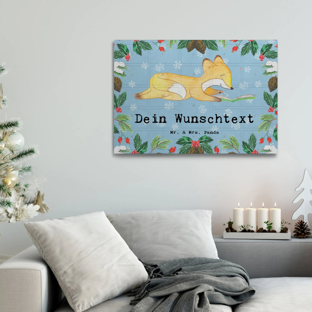 Personalisierter Tee Adventskalender Fuchs Lesen Personalisierter Tee Adventskalender, Geschenk, Schenken, Sport, Sportart, Hobby, Danke, Dankeschön, Auszeichnung, Gewinn, Sportler, Bücher lesen, lesen, Bücherwurm