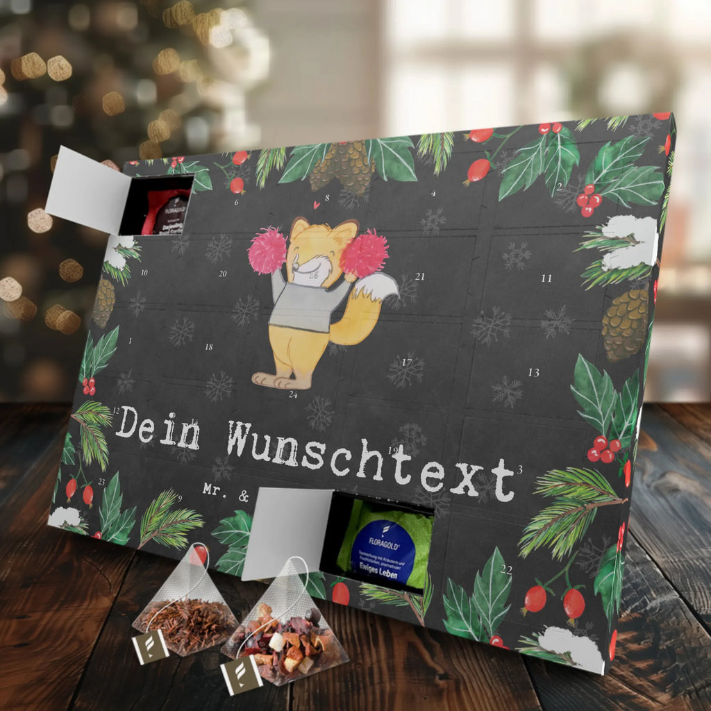 Personalisierter Tee Adventskalender Fuchs Cheerleader Personalisierter Tee Adventskalender, Geschenk, Schenken, Sport, Sportart, Hobby, Danke, Dankeschön, Auszeichnung, Gewinn, Sportler, Cheerleader, Turniere, Cheerleading, Turn Club, Turnen