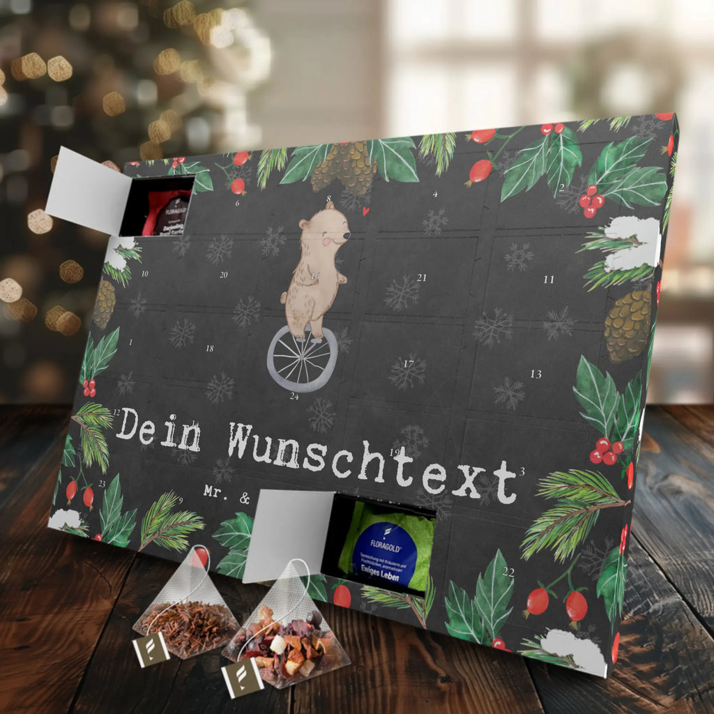  Niedźwiedź Jazda na jednokołowcu Personalisierter Tee Adventskalender, Geschenk, Schenken, Sport, Sportart, Hobby, Danke, Dankeschön, Auszeichnung, Gewinn, Sportler, Einrad fahren