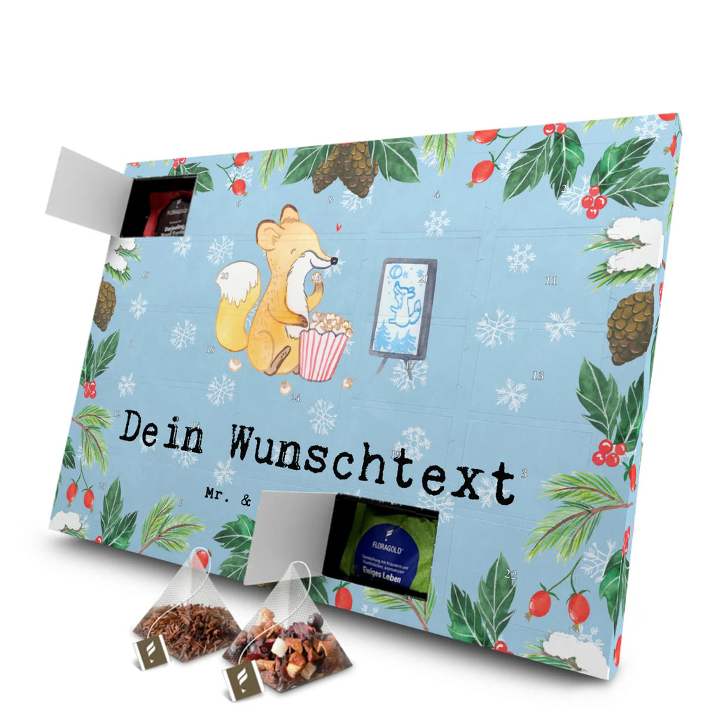 Personalisierter Tee Adventskalender Fuchs Filme gucken Personalisierter Tee Adventskalender, Geschenk, Schenken, Sport, Sportart, Hobby, Danke, Dankeschön, Auszeichnung, Gewinn, Sportler, TV, Filmabend, Filme Gucken, Fernsehen, Kino