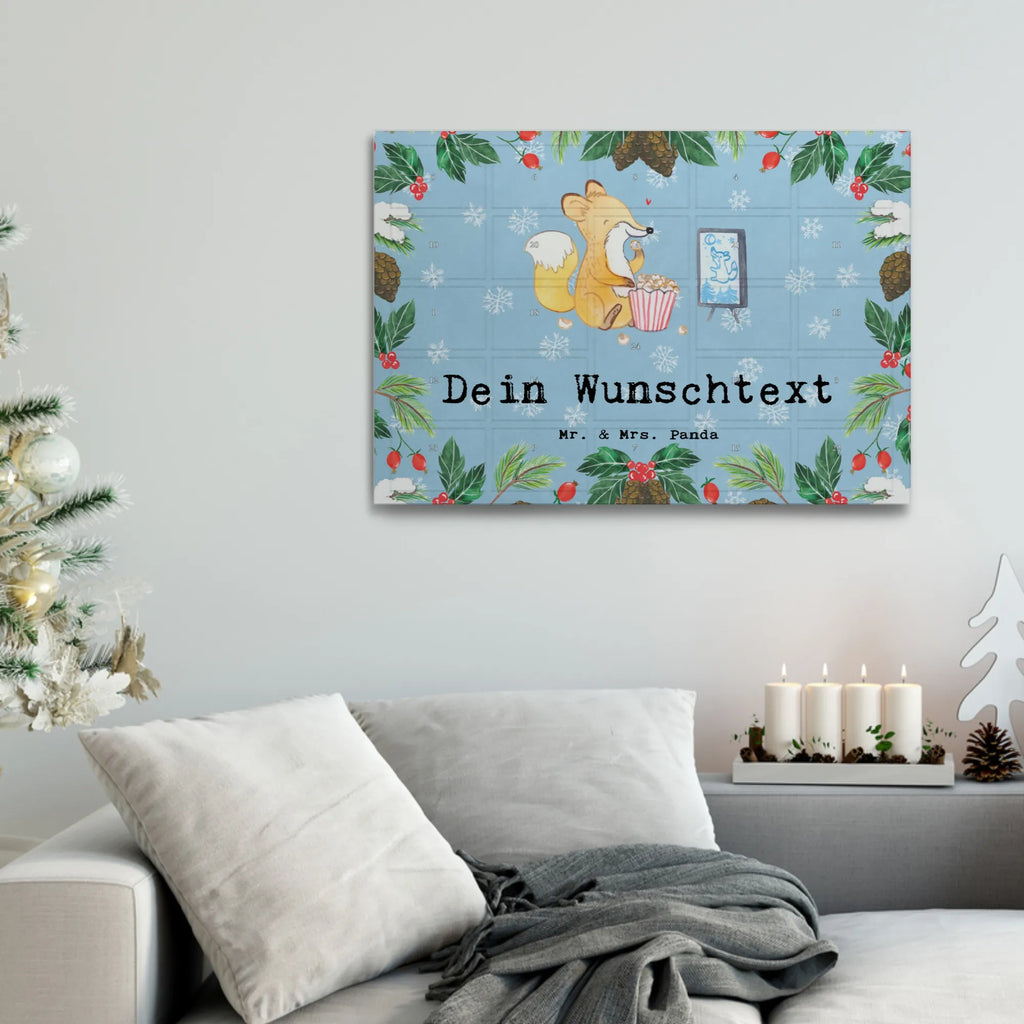 Personalisierter Tee Adventskalender Fuchs Filme gucken Personalisierter Tee Adventskalender, Geschenk, Schenken, Sport, Sportart, Hobby, Danke, Dankeschön, Auszeichnung, Gewinn, Sportler, TV, Filmabend, Filme Gucken, Fernsehen, Kino