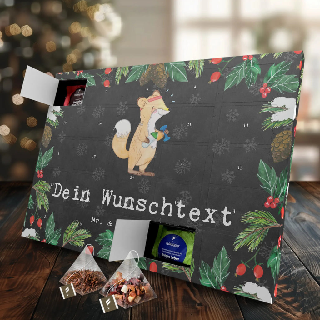 Personalisierter Tee Adventskalender Fuchs Fitness Personalisierter Tee Adventskalender, Geschenk, Schenken, Sport, Sportart, Hobby, Danke, Dankeschön, Auszeichnung, Gewinn, Sportler, Sportclub, Fitnessstudio, Sport Treiben, Fitness, Kraftsport