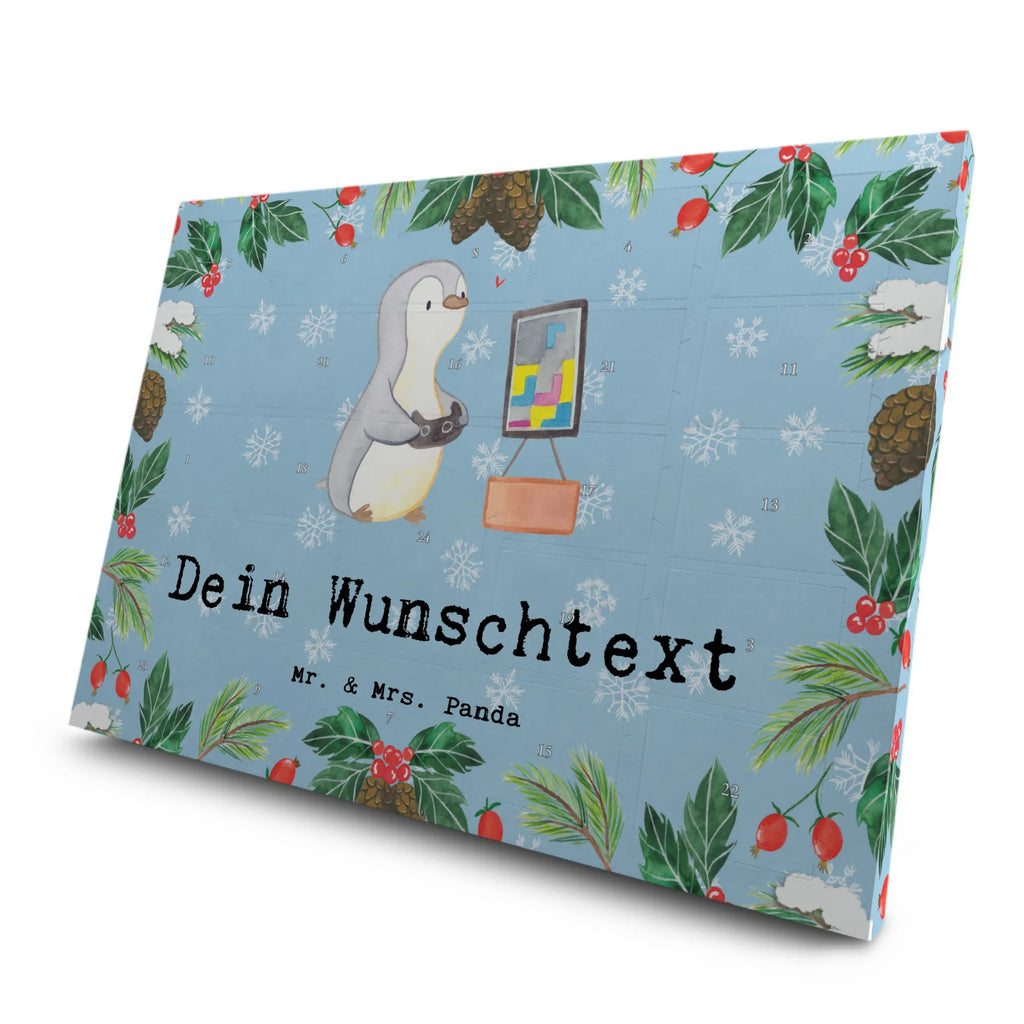 Personalisierter Tee Adventskalender Pinguin Zocken Personalisierter Tee Adventskalender, Geschenk, Schenken, Sport, Sportart, Hobby, Danke, Dankeschön, Auszeichnung, Gewinn, Sportler, Gaming, Videospiele, Zocken, Videogames