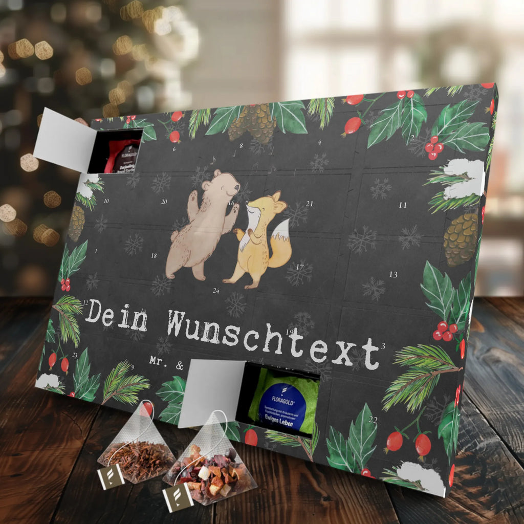 Personalisierter Tee Adventskalender Bär & Fuchs Disco Personalisierter Tee Adventskalender, Geschenk, Schenken, Sport, Sportart, Hobby, Danke, Dankeschön, Auszeichnung, Gewinn, Sportler, Tanzen, Disco, Feiern, Clubbing, Clubs