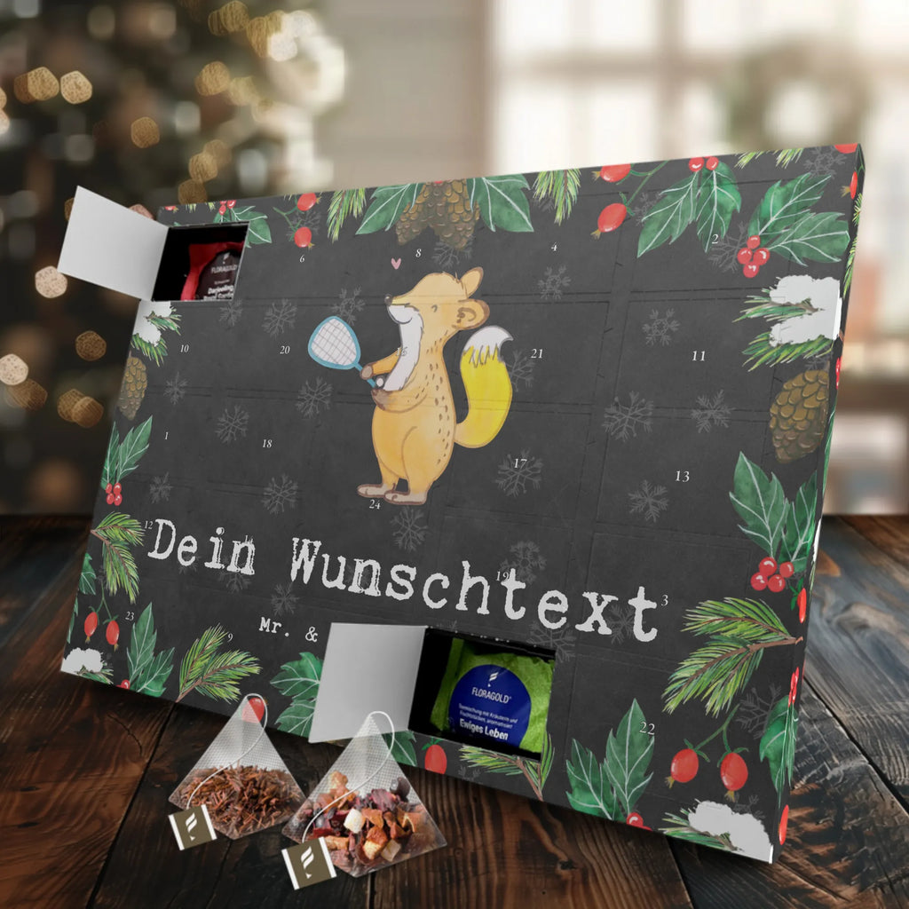 Personalisierter Tee Adventskalender Fuchs Squash spielen Personalisierter Tee Adventskalender, Sportler, Schenken, Gewinn, Auszeichnung, Dankeschön, Danke, Hobby, Sportart, Geschenk, Sport, Ballsport, Squashhalle, Squash spielen
