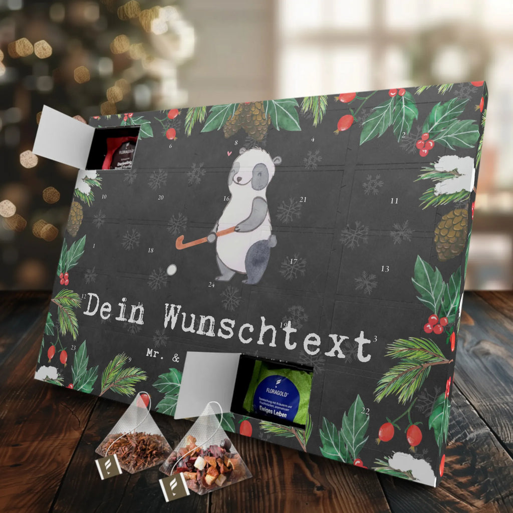  Panda grać w hokeja Personalisierter Tee Adventskalender, Geschenk, Schenken, Sport, Sportart, Hobby, Danke, Dankeschön, Auszeichnung, Gewinn, Sportler, Hockeyschläger, Feldhockey, Hockey Verein, Hockey spielen