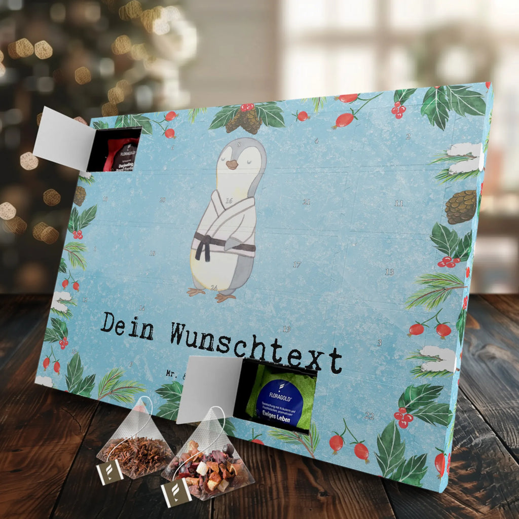 Personalisierter Tee Adventskalender Pinguin Karate Personalisierter Tee Adventskalender, Geschenk, Schenken, Sport, Sportart, Hobby, Danke, Dankeschön, Auszeichnung, Gewinn, Sportler, Selbstverteidigung, Karate Verein, Kampfsportart, Kampfkunst, Karate