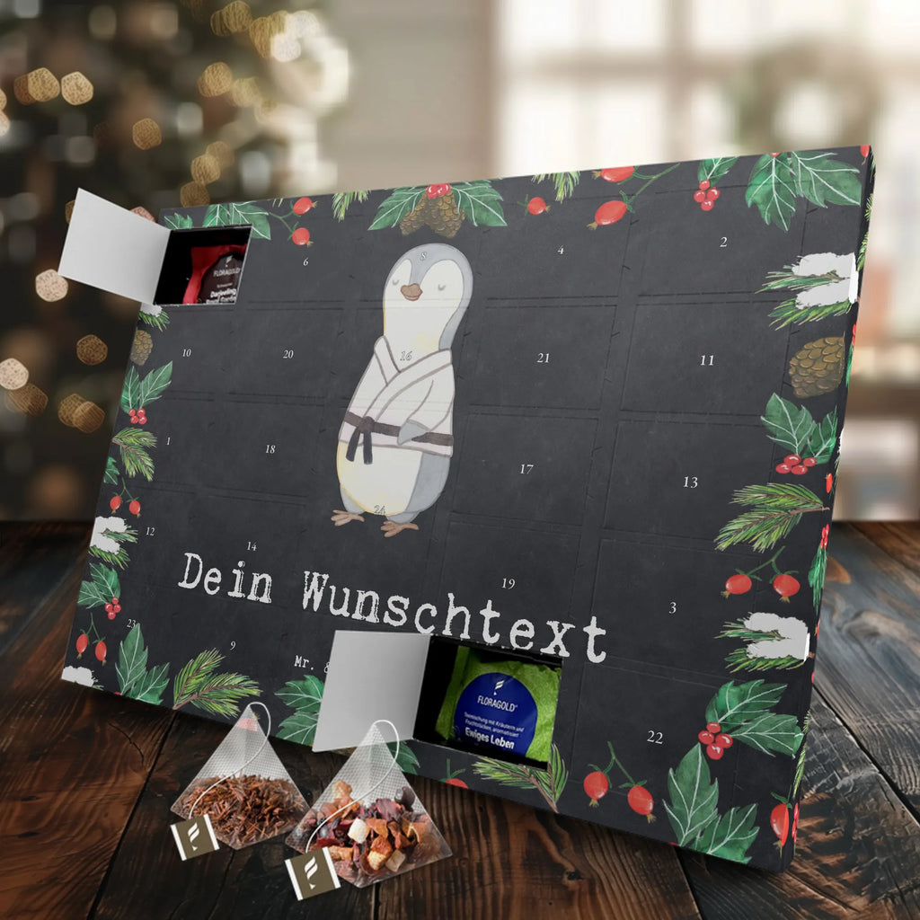 Personalisierter Tee Adventskalender Pinguin Karate Personalisierter Tee Adventskalender, Geschenk, Schenken, Sport, Sportart, Hobby, Danke, Dankeschön, Auszeichnung, Gewinn, Sportler, Selbstverteidigung, Karate Verein, Kampfsportart, Kampfkunst, Karate