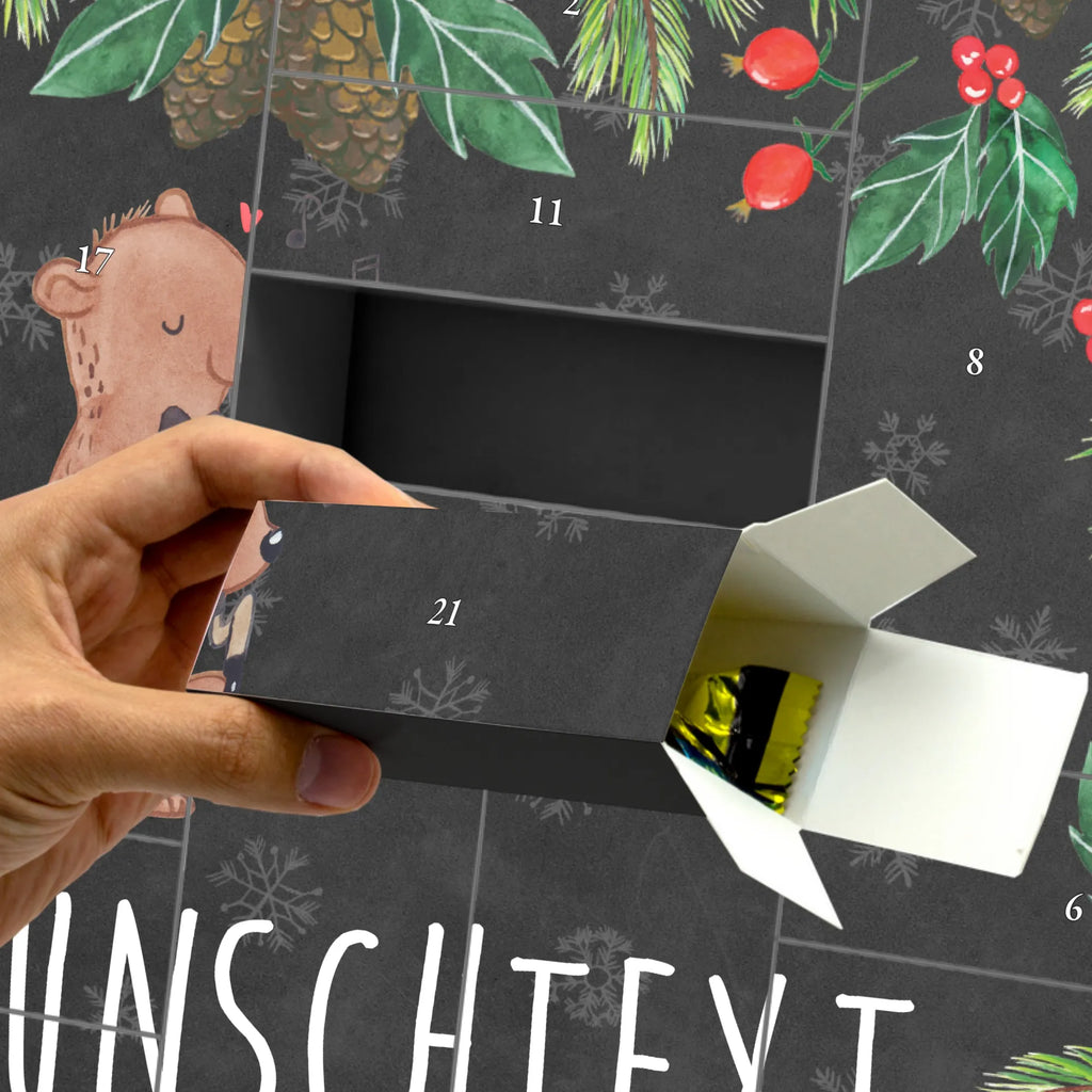  Niedźwiedź róg basetowy Befüllbarer Adventskalender, Adventskalender Zum Selbst Befüllen, Instrumente, Geschenke Musiker, Musikliebhaber, Holzblasinstrument, Klarinette, Bass, Bär, Orchester, Bassethorn