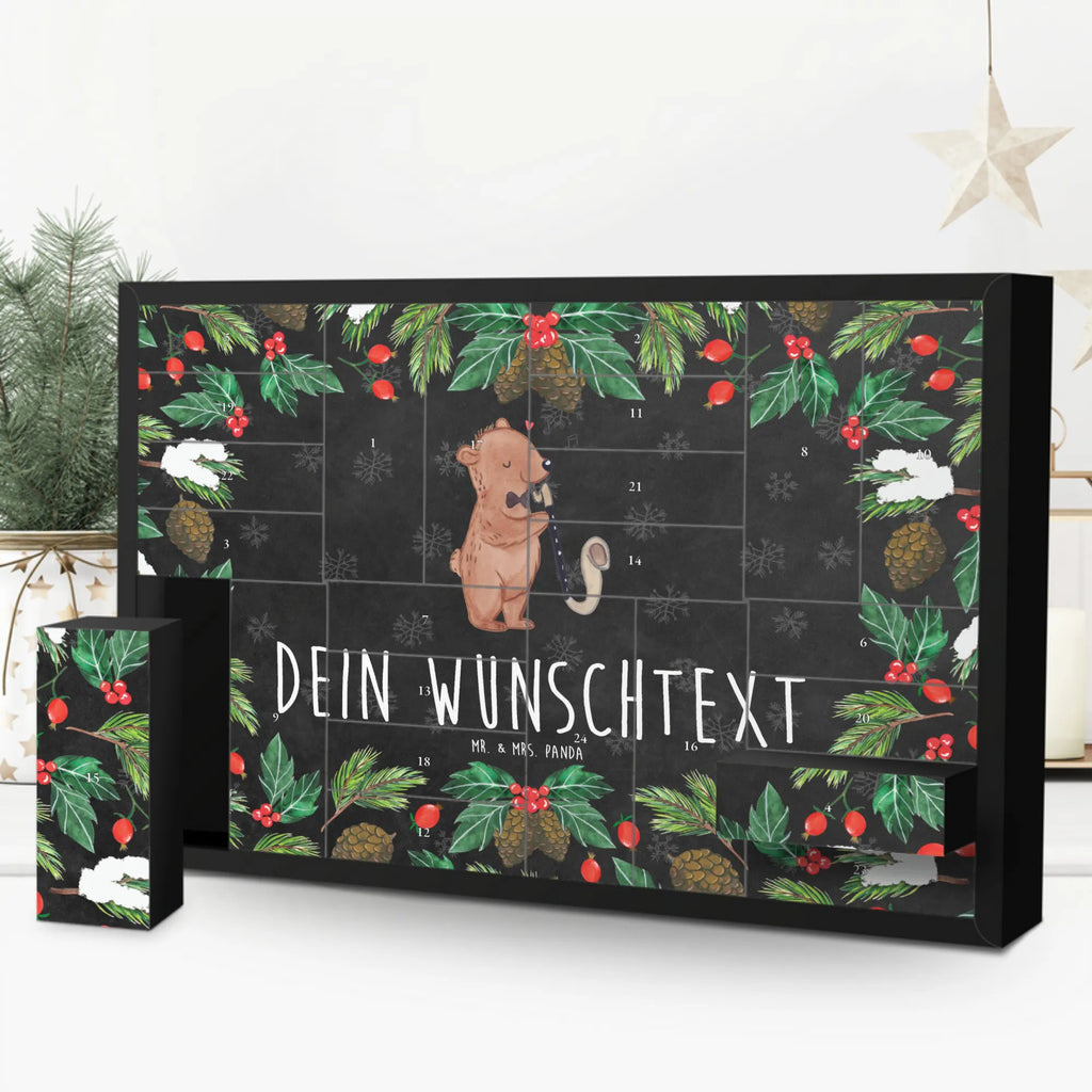  Niedźwiedź róg basetowy Befüllbarer Adventskalender, Adventskalender Zum Selbst Befüllen, Instrumente, Geschenke Musiker, Musikliebhaber, Holzblasinstrument, Klarinette, Bass, Bär, Orchester, Bassethorn