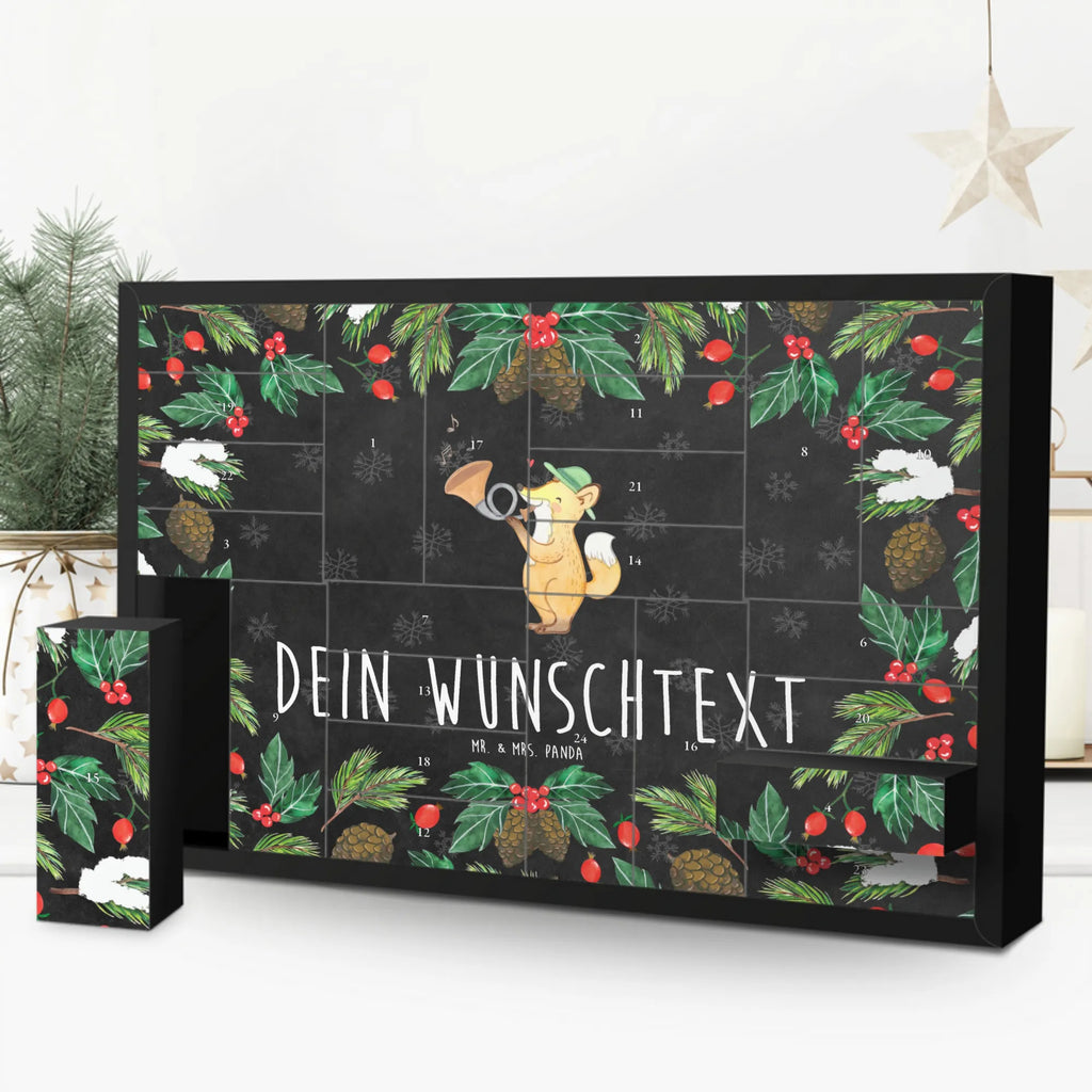  Lis róg myśliwski Adventskalender Zum Selbst Befüllen, Befüllbarer Adventskalender, Instrumente, Geschenke Musiker, Musikliebhaber, Jagdhorn, Horn, Fuchs, Jagd, Blechblasinstrument, Blasinstrument