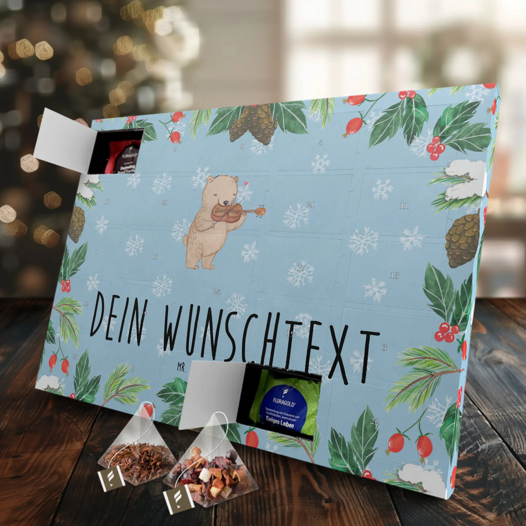 Personalisierter Tee Adventskalender Bär Geige Personalisierter Tee Adventskalender, Instrumente, Geschenke Musiker, Musikliebhaber