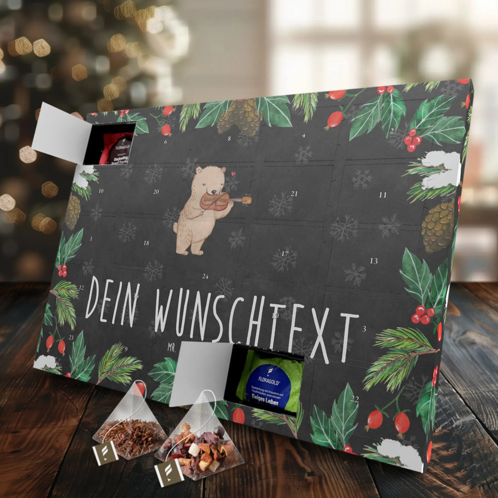 Personalisierter Tee Adventskalender Bär Geige Personalisierter Tee Adventskalender, Instrumente, Geschenke Musiker, Musikliebhaber