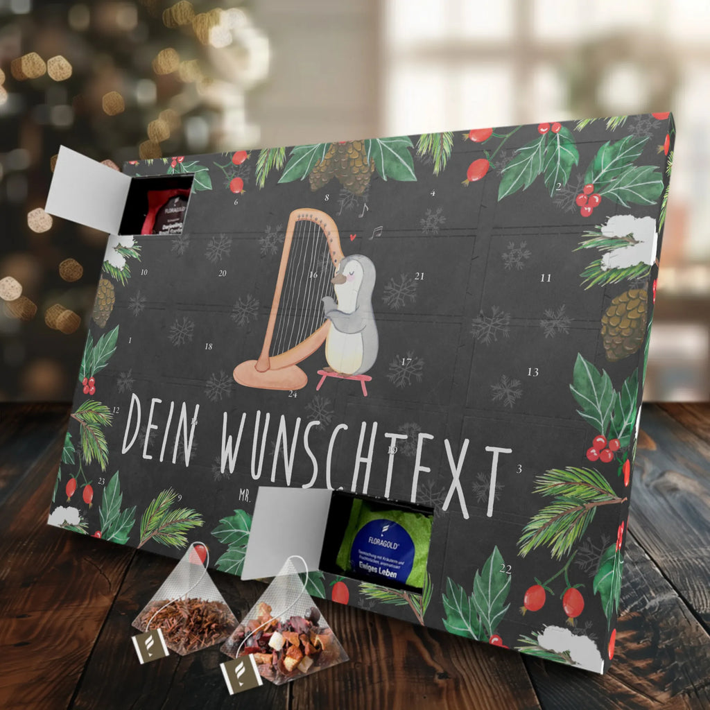  pingwin harfa Personalisierter Tee Adventskalender, Instrumente, Geschenke Musiker, Musikliebhaber, Harfe, Zupfinstrument, Hochzeit, Klassik, Pinguin, Konzertharfe, Saiteninstrument