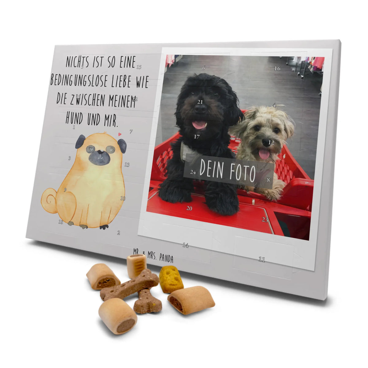  Pug Adventskalender mit Hundefoto, Adventskalender Hund mit Foto, Fotokalender Hund, Hundeadventskalender mit Foto, Foto-Weihnachtskalender Hund, Personalisierter Foto-Adventskalender, Sprüche, Hund, Hunderasse, Hundebesitzer, Hundemotiv, Haustier, Tierliebhaber, Hundeliebe, Liebe, Mops