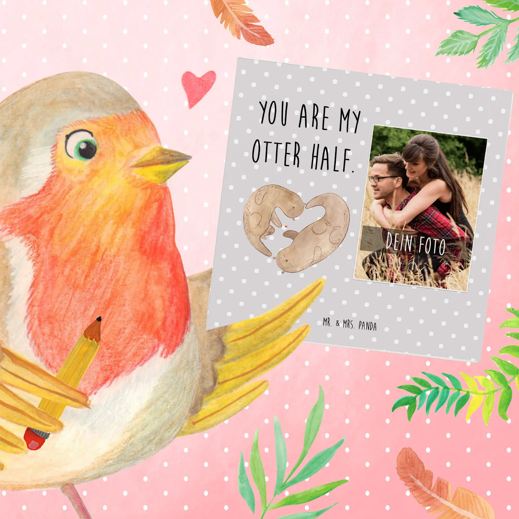Personalized Photo Deluxe Card otter Heart Personalisierte Foto Grußkarte, Otter, Fischotter, Seeotter, Liebesgeschenk, Liebe, Verlobung, gemeinsames Leben, Bessere Hälfte, Liebesbeweis, Love you, Hochzeitstag, Jahrestag, Herz