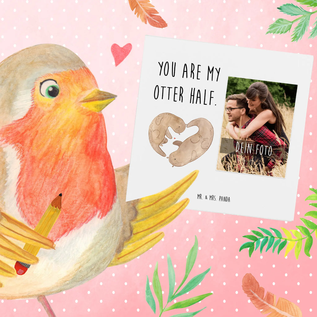 Personalized Photo Deluxe Card otter Heart Personalisierte Foto Grußkarte, Otter, Fischotter, Seeotter, Liebesgeschenk, Liebe, Verlobung, gemeinsames Leben, Bessere Hälfte, Liebesbeweis, Love you, Hochzeitstag, Jahrestag, Herz