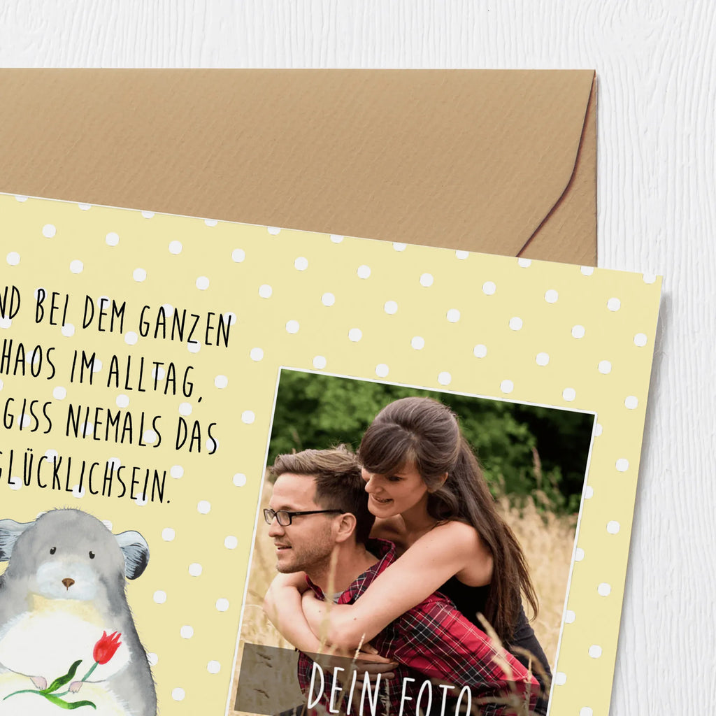 Personalized Photo Deluxe Card chinchilla flower Personalisierte Foto Grußkarte, Tiermotive, Gute Laune, lustige Sprüche, Tiere, Chinchilla, Chinchillas, Liebeskummer, Kummer, Depressionen, traurig sein, Chaos, Glücklichsein, Büro, Büroalltag