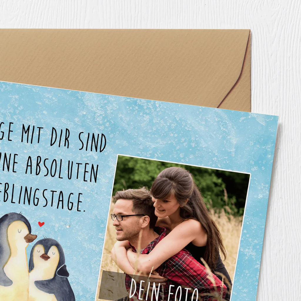 Personalized Photo Deluxe Card Penguin embrace Personalisierte Foto Grußkarte, Pinguin, Liebe, Liebespaar, Liebesbeweis, Liebesgeschenk, Verlobung, Jahrestag, Hochzeitstag, Hochzeit, Hochzeitsgeschenk