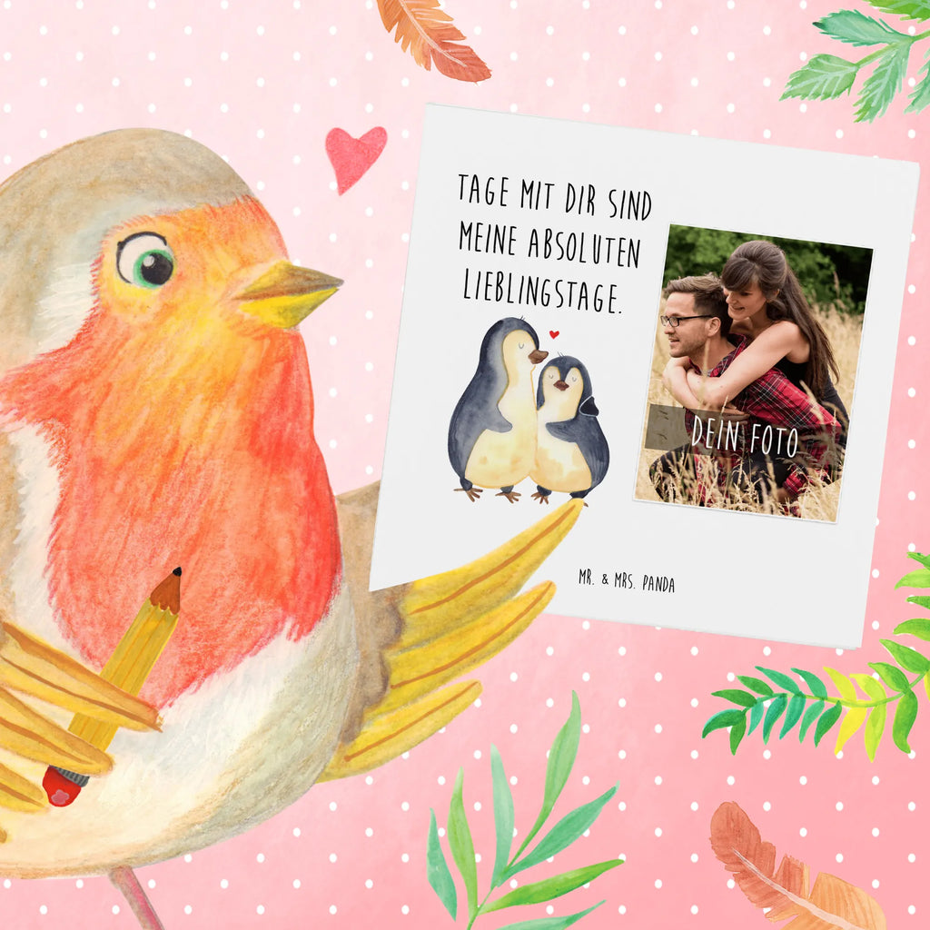 Personalized Photo Deluxe Card Penguin embrace Personalisierte Foto Grußkarte, Pinguin, Liebe, Liebespaar, Liebesbeweis, Liebesgeschenk, Verlobung, Jahrestag, Hochzeitstag, Hochzeit, Hochzeitsgeschenk