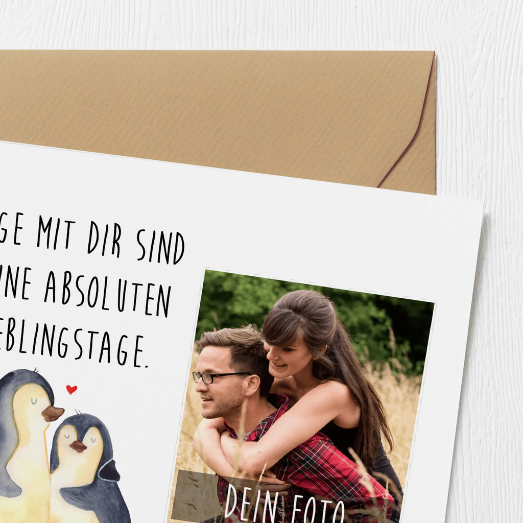 Personalized Photo Deluxe Card Penguin embrace Personalisierte Foto Grußkarte, Pinguin, Liebe, Liebespaar, Liebesbeweis, Liebesgeschenk, Verlobung, Jahrestag, Hochzeitstag, Hochzeit, Hochzeitsgeschenk