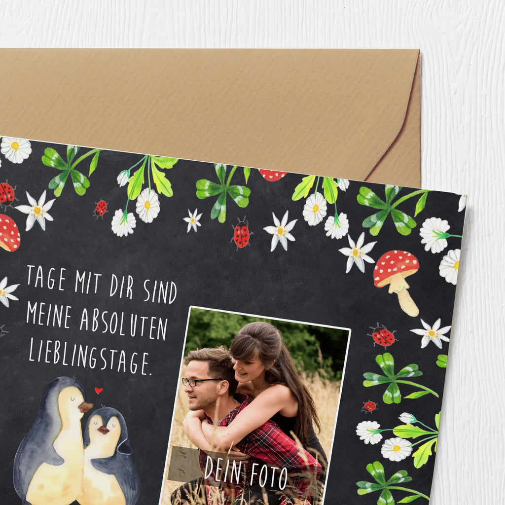 Personalized Photo Deluxe Card Penguin embrace Personalisierte Foto Grußkarte, Pinguin, Liebe, Liebespaar, Liebesbeweis, Liebesgeschenk, Verlobung, Jahrestag, Hochzeitstag, Hochzeit, Hochzeitsgeschenk