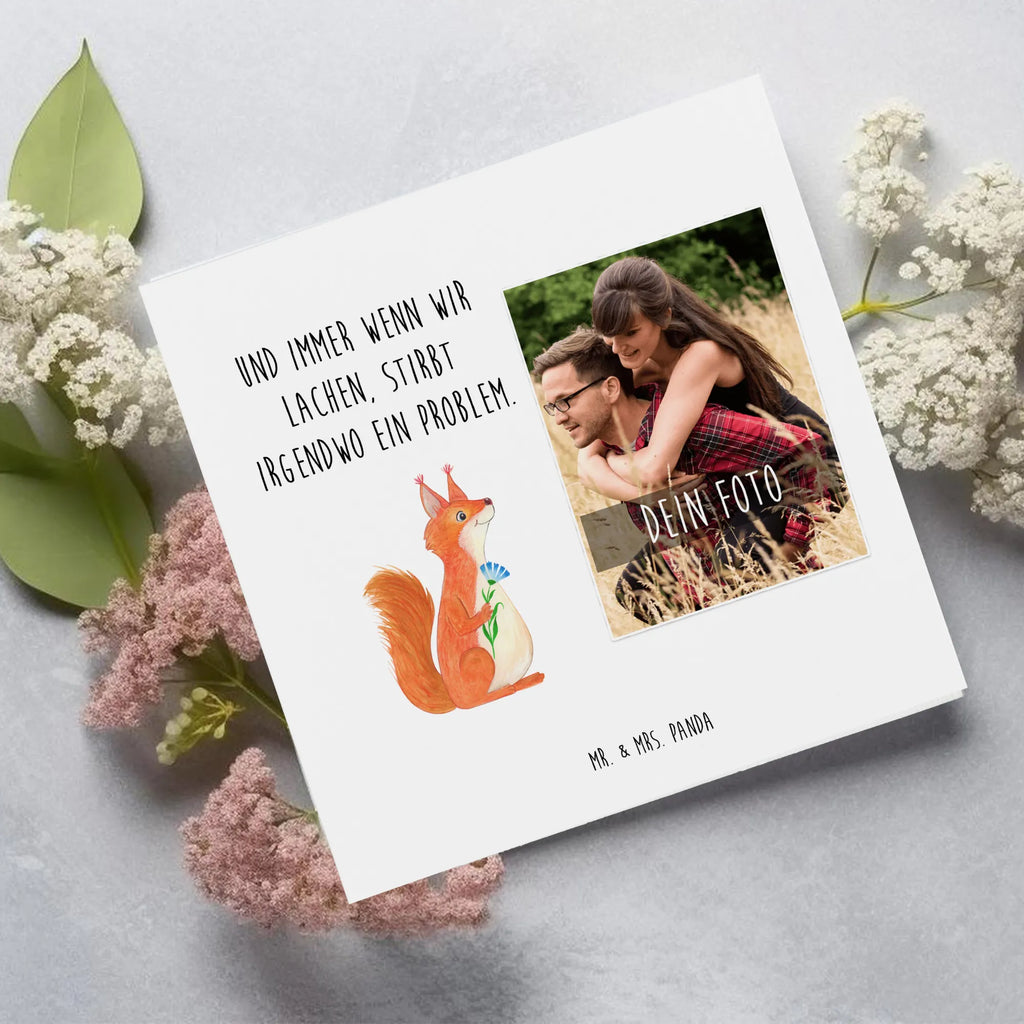 Personalized Photo Deluxe Card Squirrel flower Personalisierte Foto Grußkarte, Tiermotive, Gute Laune, lustige Sprüche, Tiere, Eichhörnchen, Eichhorn, Spruch positiv, Lachen, Spaß, Motivation Sprüche, Motivation Bilder, glücklich Spruch, Spruch Deko