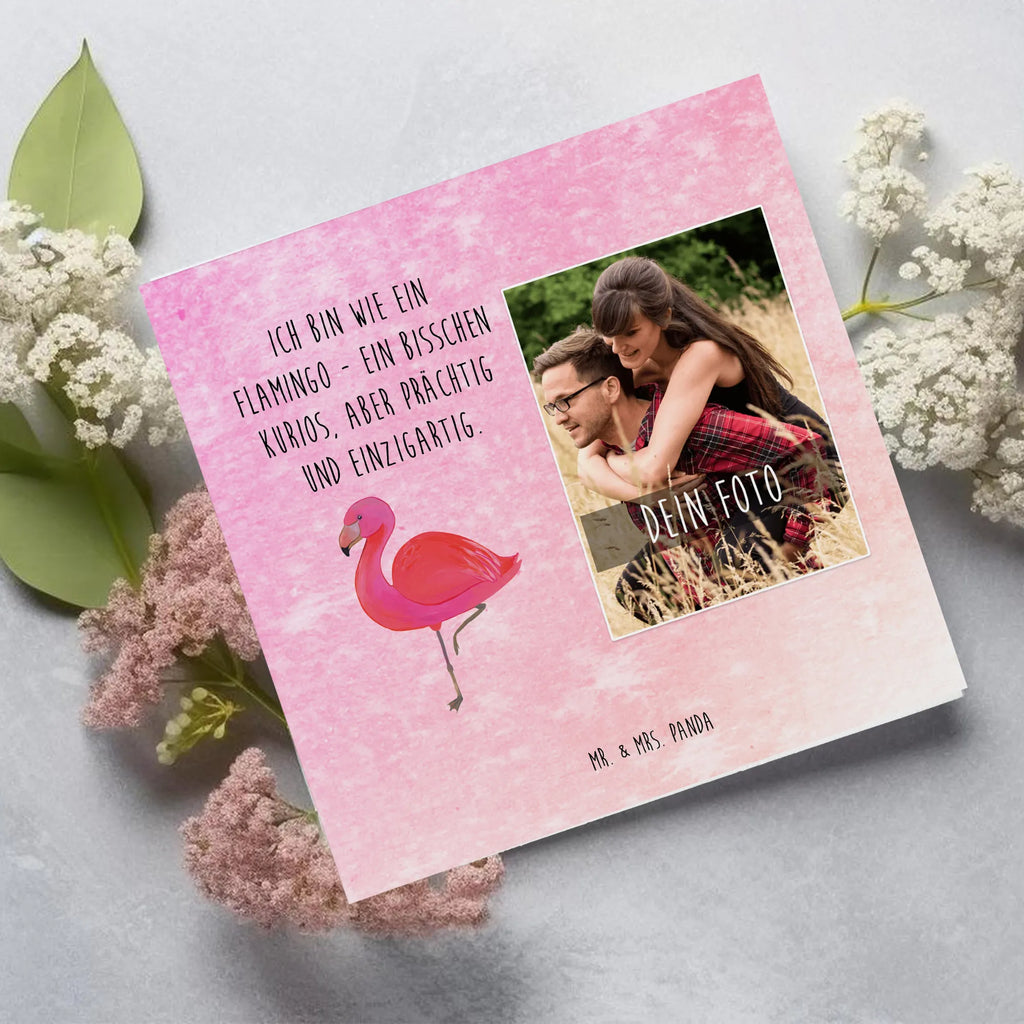 Personalized Photo Deluxe Card flamingo Classic Personalisierte Foto Grußkarte, Flamingo, Selbstliebe, Spruch, Freundinnen, Außenseiter, für mich, Tochter, Stolz, ich, Einzigartig, Geschwister, Freundin, Sohn