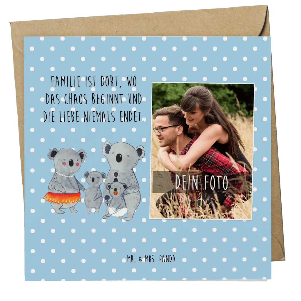 Personalized Photo Deluxe Card Koala Family Personalisierte Foto Grußkarte, Familie, Vatertag, Muttertag, Bruder, Schwester, Mama, Papa, Oma, Opa, Familienleben, Family, Kinder, Koala, Geschwister, Koalas