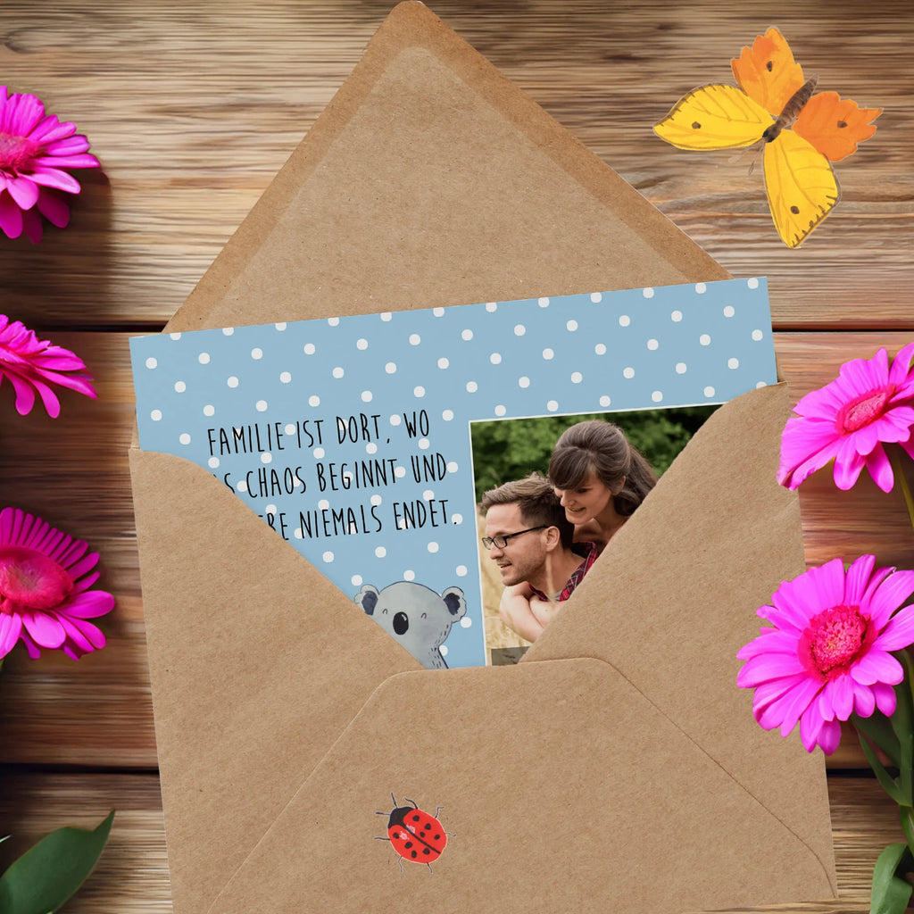 Personalized Photo Deluxe Card Koala Family Personalisierte Foto Grußkarte, Familie, Vatertag, Muttertag, Bruder, Schwester, Mama, Papa, Oma, Opa, Familienleben, Family, Kinder, Koala, Geschwister, Koalas