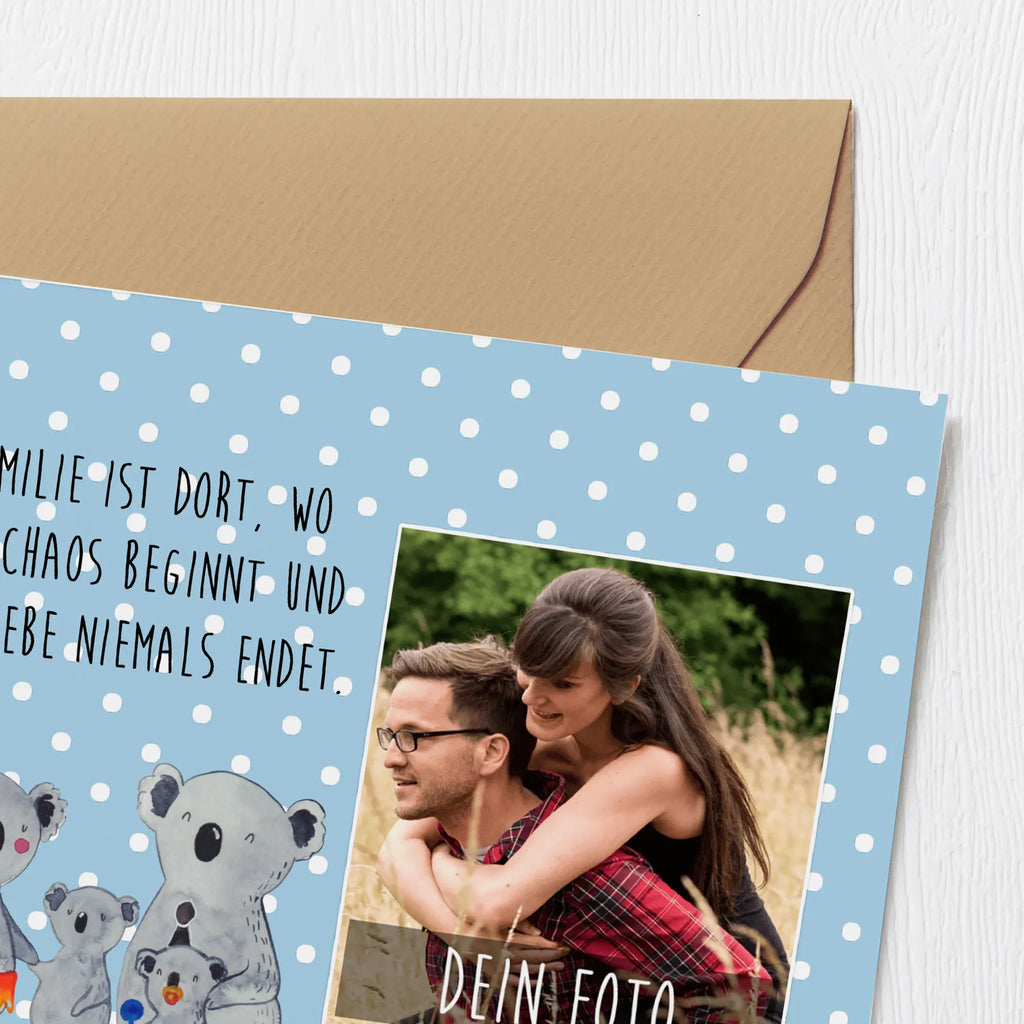 Personalized Photo Deluxe Card Koala Family Personalisierte Foto Grußkarte, Familie, Vatertag, Muttertag, Bruder, Schwester, Mama, Papa, Oma, Opa, Familienleben, Family, Kinder, Koala, Geschwister, Koalas